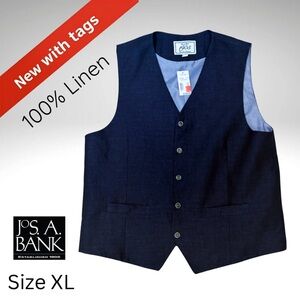 Jos. A. Bank Dark Blue Linen Vest - Men's XL - NWT